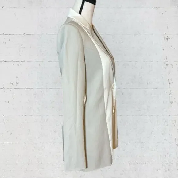 4th & Reckless Panel Color Block Blazer Size Small Two Tone Beige Ecru Career - Picture 6 of 11